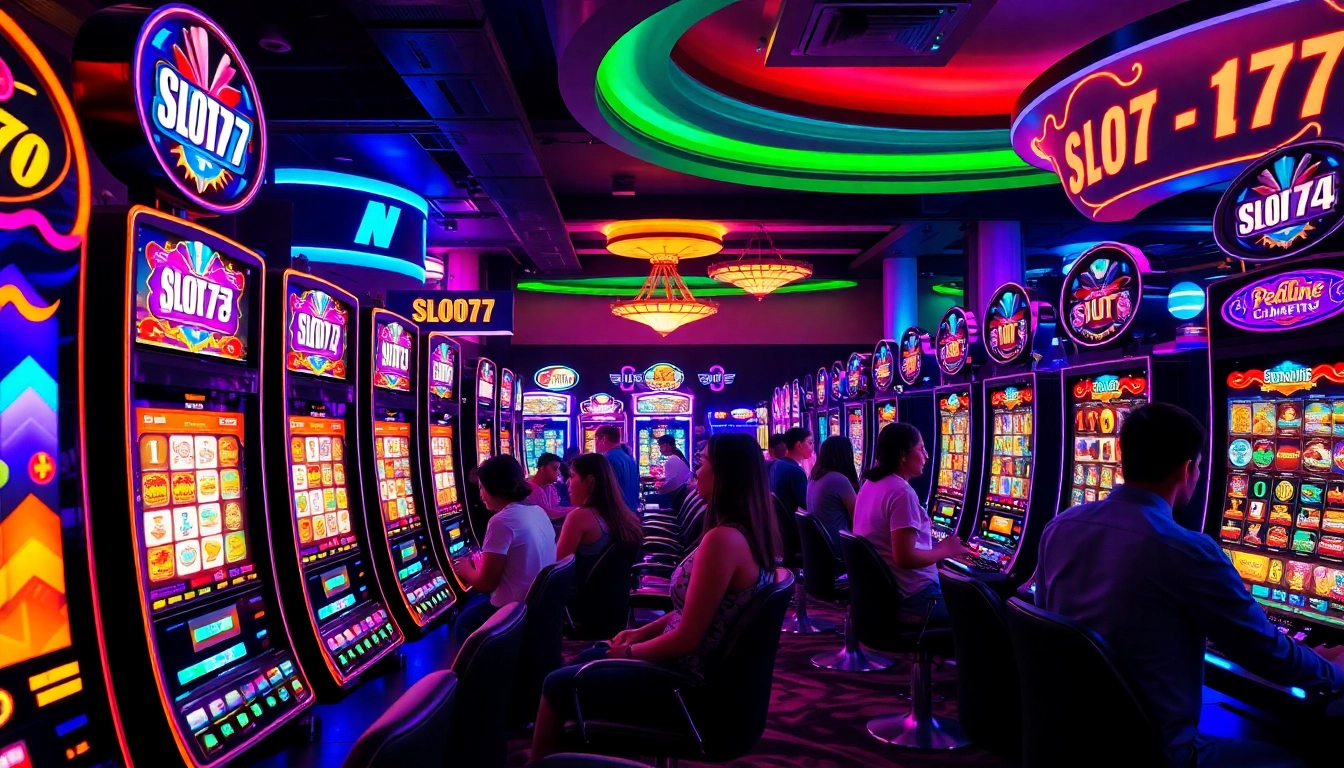 Menang besar di Slot77 dengan suasana permainan yang meriah dan penuh cahaya.