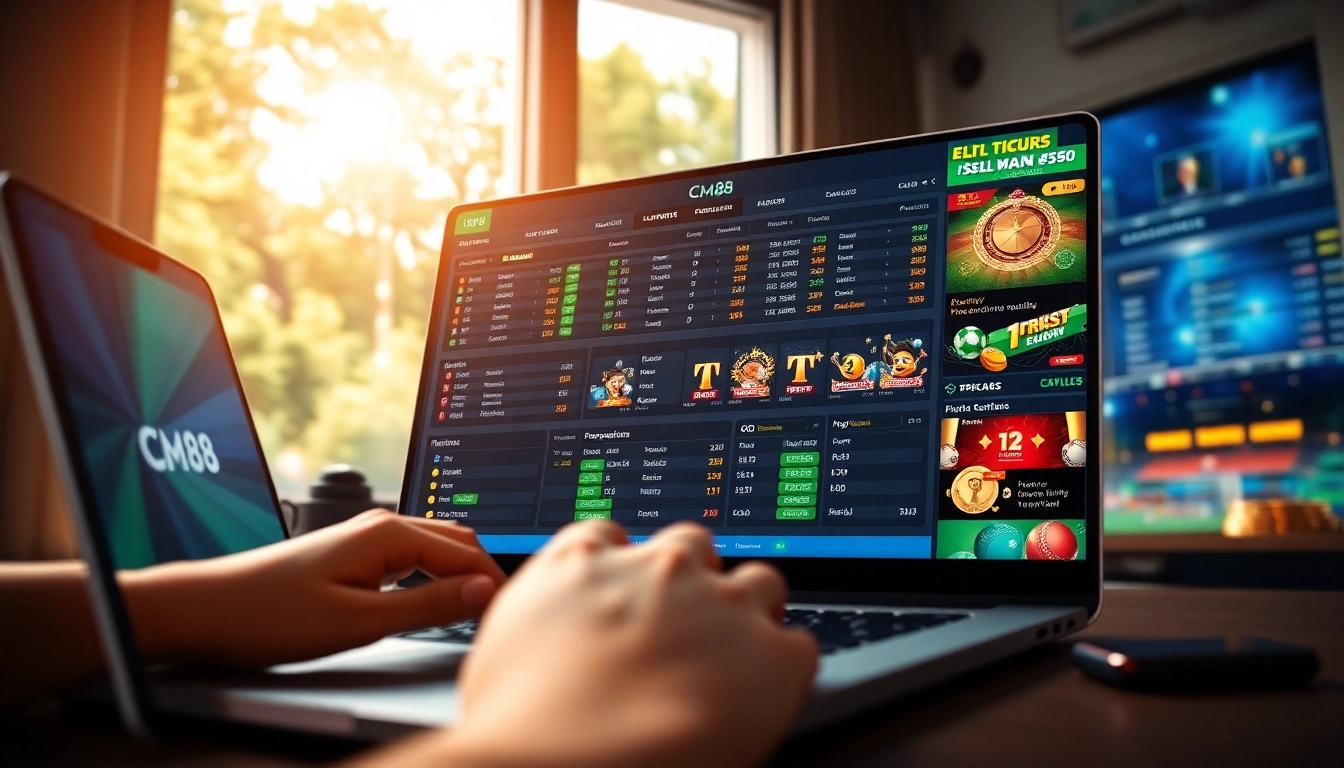 CM88 online betting platform interface displaying vibrant sports and casino features for user engagement.