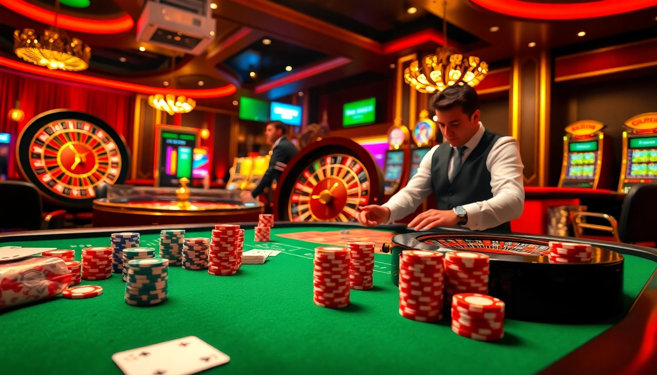 Experience thrilling casino action at https://f168.sarl/ with an exciting poker game setting, rich colors, and vibrant atmosphere.