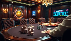 Experience the excitement of betting at PS99COM's luxurious casino tables with vibrant poker games.