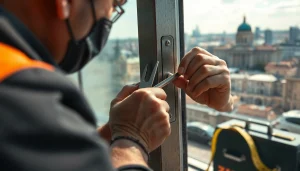 Professionelle Türöffnung Berlin mit einem Schlosser, der an einer Tür arbeitet