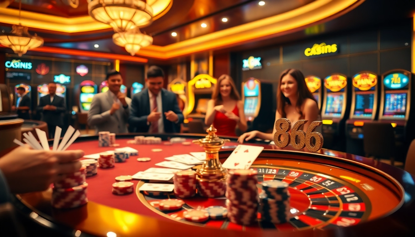 Players enjoying a thrilling game at XX 88 casino with vibrant lights and excitement.