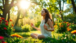 Boost your emotional wellbeing with meditation in a serene garden setting.