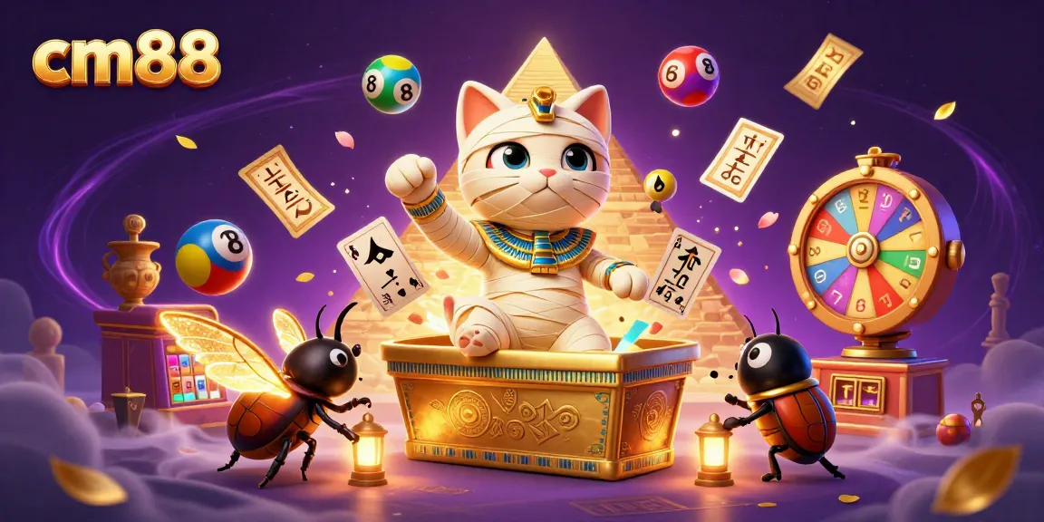 Experience thrilling gameplay with cm88 as the mummy cat and scarab beetle join the casino fun!
