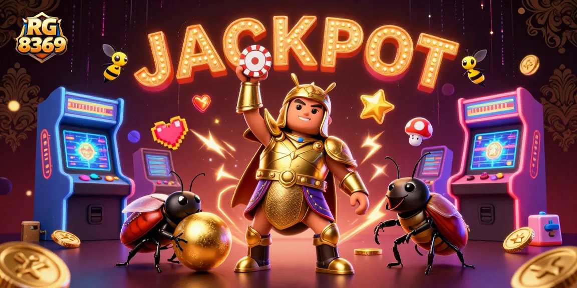 Experience excitement with rg 8369 as a hercules beetle celebrates a jackpot win!