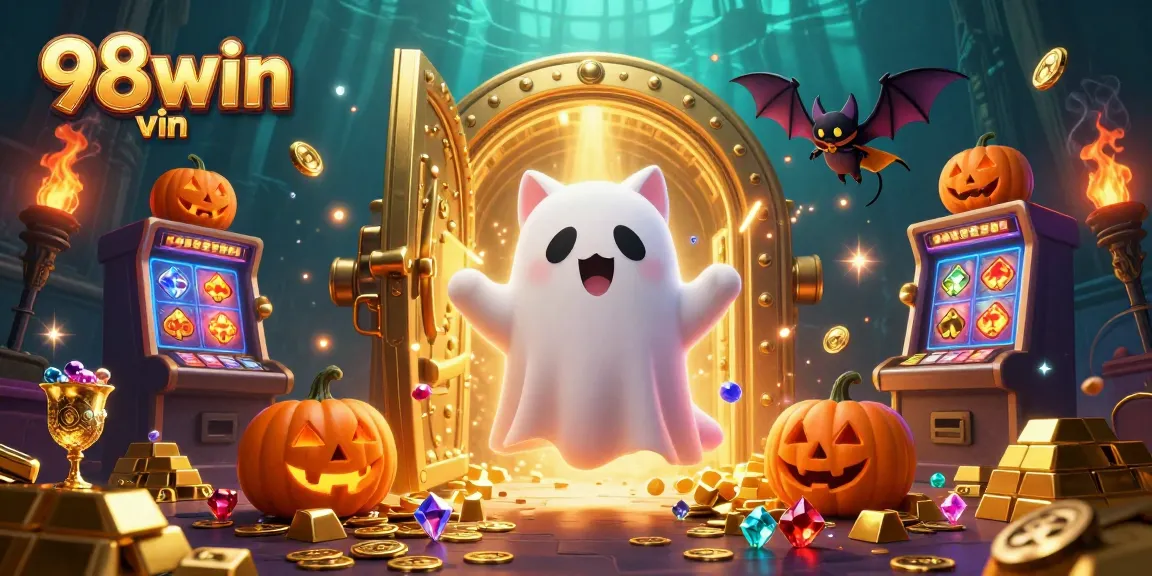 Join the action at 98win vin with glowing treasures and ghostly fun in this lively casino atmosphere.