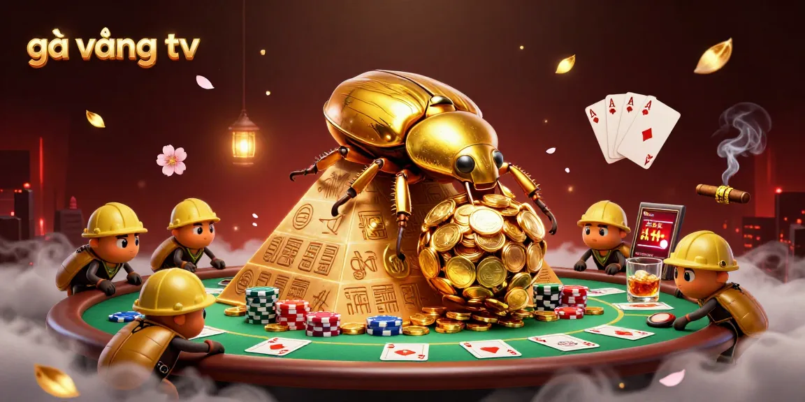Experience thrilling gameplay with gà vàng tv as golden beetles roll coins in a vibrant casino scene.