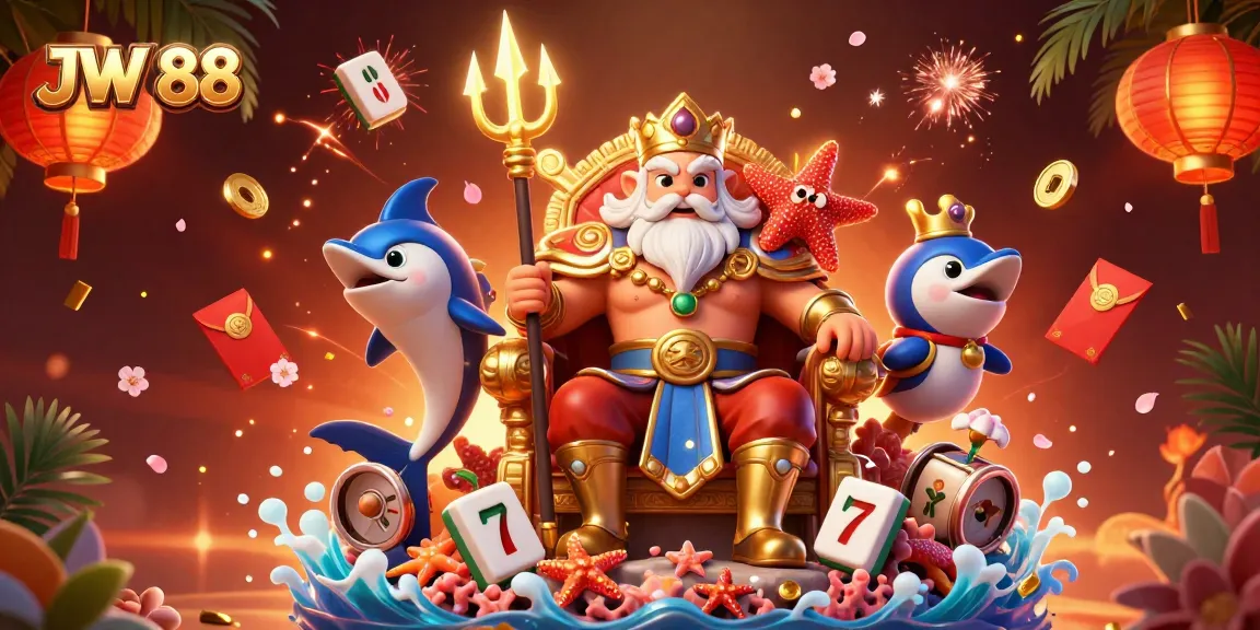 Experience the excitement of winning at JW 88 with vibrant characters and casino game elements.
